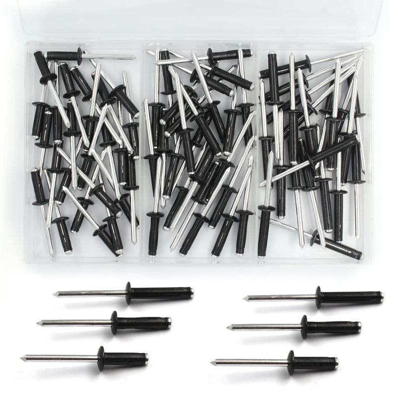 [Australia - AusPower] - 70 Pcs 3/16" Long Grip Tri-Grip Rivets,Kayak Pad Eye Deep Water Tri-Fold Bulb Mounting Rivet,All Aluminum for Installing Kayak, Boat and Canoe Accessories?16,20,25? 16-20-25 