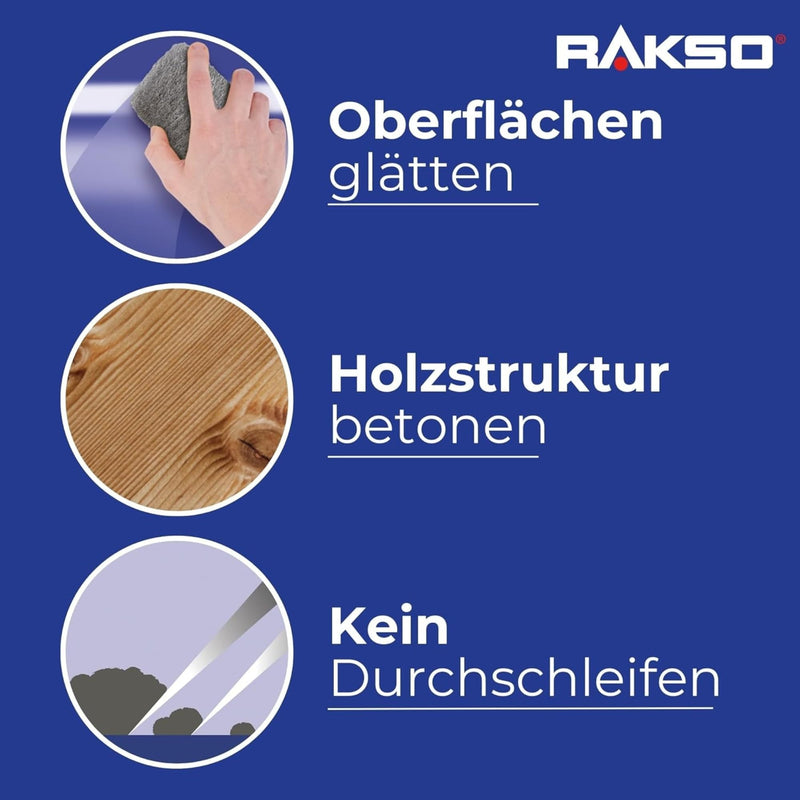 RAKSO Steel Wool Extra Fine 0000-200 g, 1 band, Polished Waxed Wood, Copper, Brass, Matte Surfaces, Cleans Glass 200 g (pack of 1)