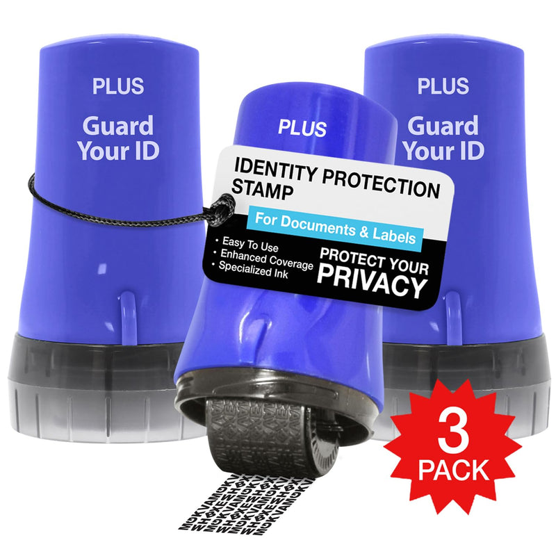 Guard Your ID Confidential Security Roller Set Advanced 2.0 for Identity Theft Protection Redacting (Regular 3-Pack, Blue) Regular 3-Pack