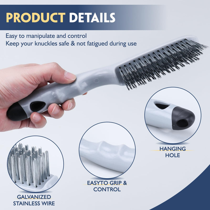 [Australia - AusPower] - Stainless Steel Wire Brush Set 2Pcs,Heavy Duty Wire Brushes with Strong Handle & Metal Scraper,for Cleaning Welding Slag & Rust,Dust and Paint Scrubbing Wire Brush Set 2Pc 