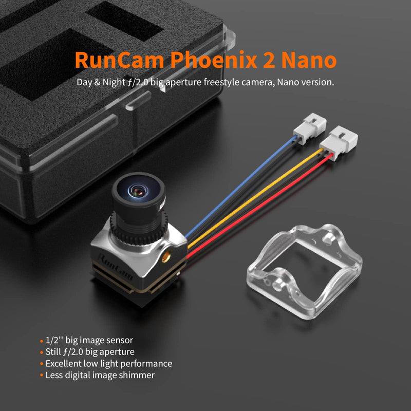 [Australia - AusPower] - RunCam Phoenix 2 Nano FPV Camera 1000TVL 1/2" COMS Sensor 2.1mm (M8) FOV 155° 4:3/16:9 PAL/NTSC Switchable for FPV Drone 