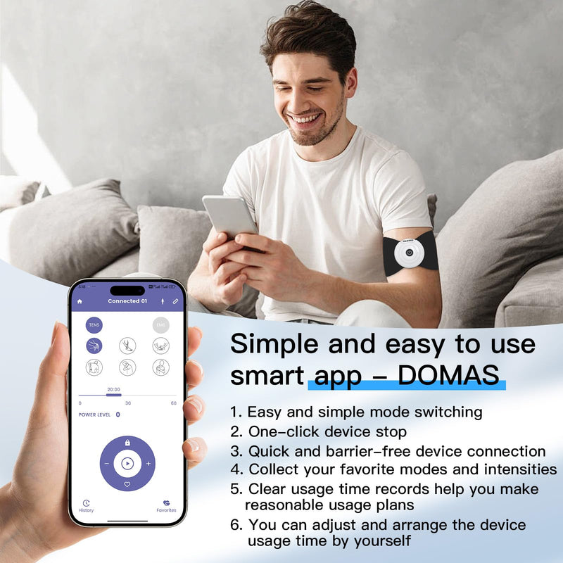[Australia - AusPower] - Wireless TENS & EMS Unit Back Pain Relief Massager - APP Controlled Bluetooth EMS Muscle Stimulator Machine for Back Shoulder Leg Neck Pain Relief (Black) Black 