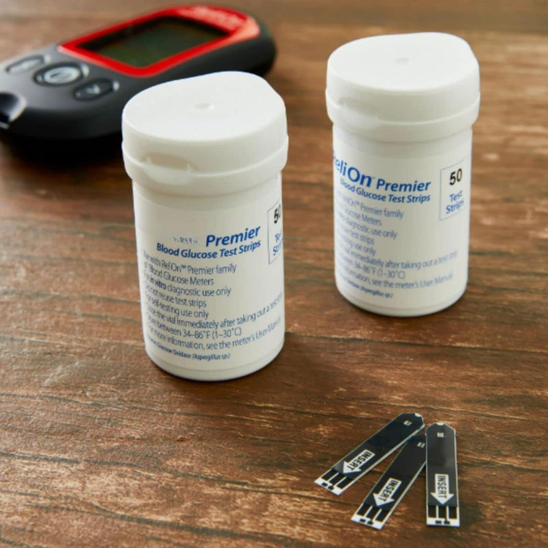 [Australia - AusPower] - Premier Blood Glucose Test Strips | Blood Glucose Test Strips | Test Strips for Diabetes | Blood Sugar Test Strips | Diabetic Test Strips | Premier Test Strips 100 Count + STS Sticker. 