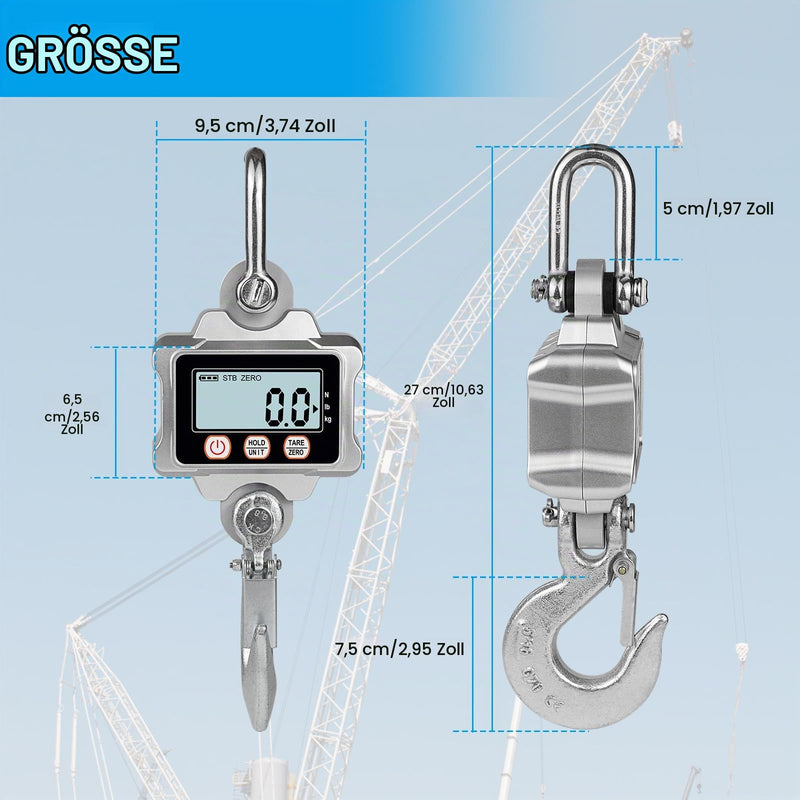 Hyindoor Crane Scales 1000 kg Electronic Digital Hanging Scales 1T Heavy Duty Crane Scale Industrial Crane Scales with LCD Screen