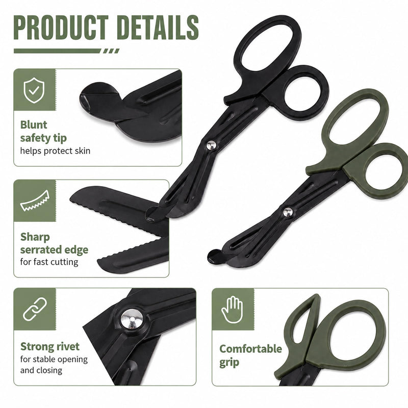 2x Bandage Scissors and Bandage Scissors Set 15 cm Medical Rescue Scissors | Practical bandage scissors nurse, robust bandage scissors care, rust-proof stainless steel scissors for first aid