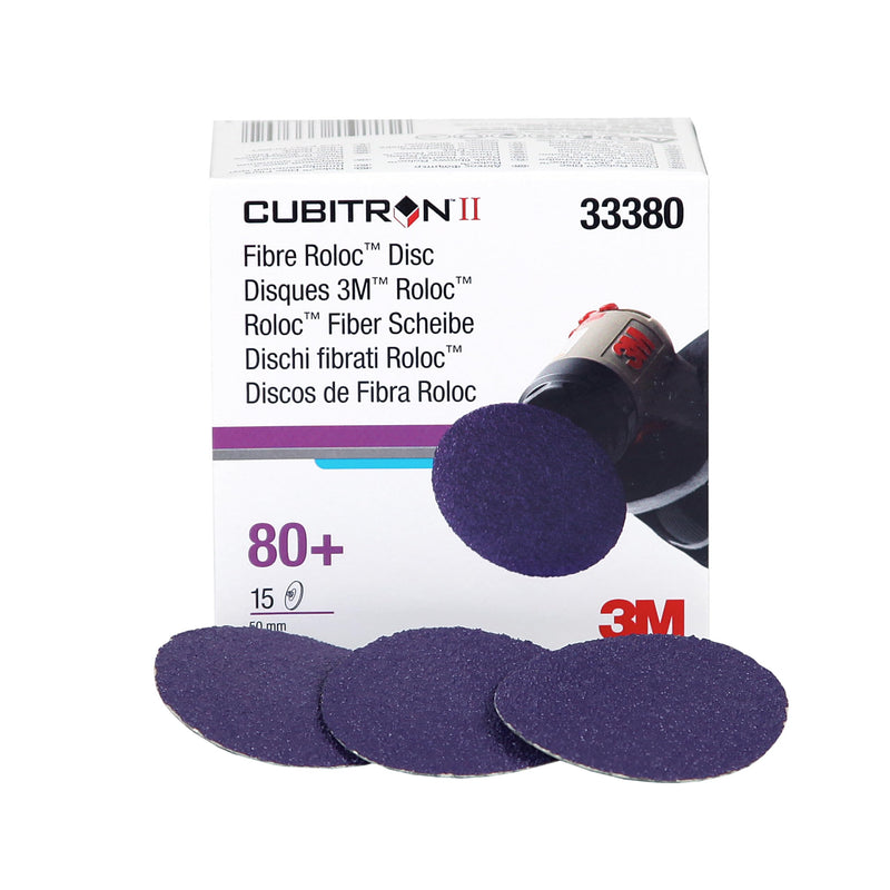 3M Cubitron II Roloc Fibre Disc, 786C, 33380, 2 in, 80+, 15 discs, Used for Automotive Grinding, Weld Blending, Deburring 2 inches