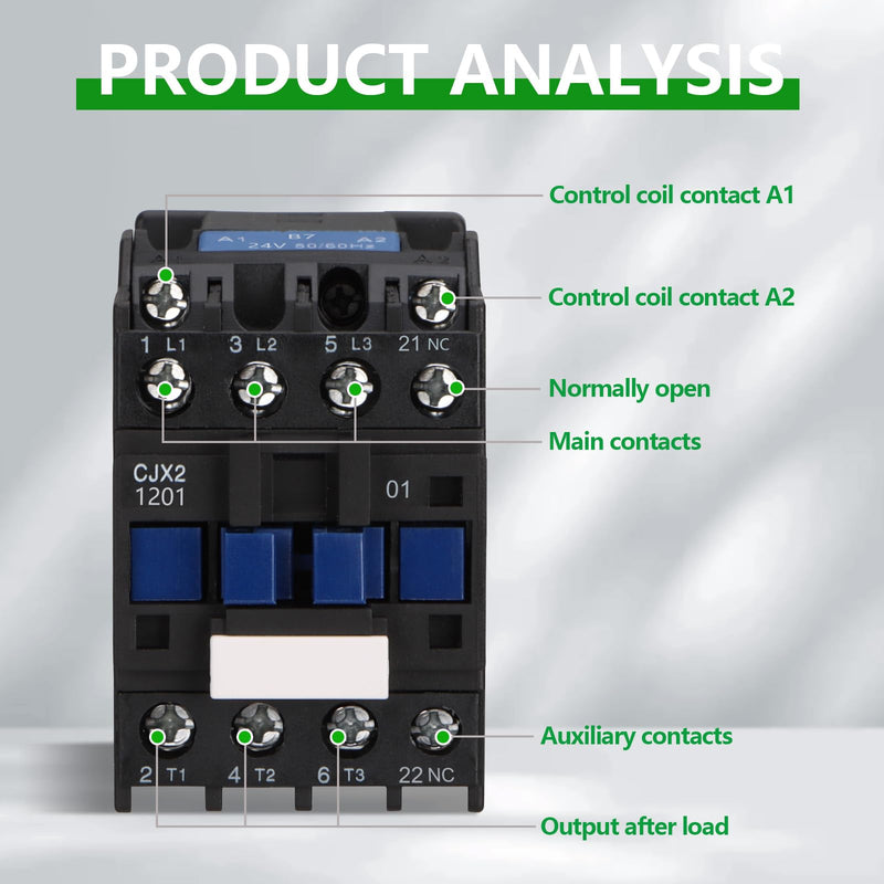Wengart Industrial Contactor CJX2-1201, AC24V 3NO1NC Ie12A An Important Part of Industrial Control Systems 1NC_AC24V