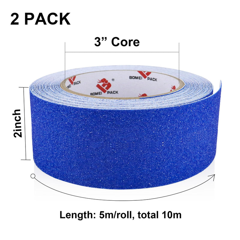BOMEI PACK Anti Slip Traction Tape,2 Inch x 16.5 Ft,Heavy Duty Non Slip Tape,Grip Tape for Stairs, Tread Step, Indoor & Outdoor Use,Waterproof Stairs Non Skid Treads (Blue) Blue
