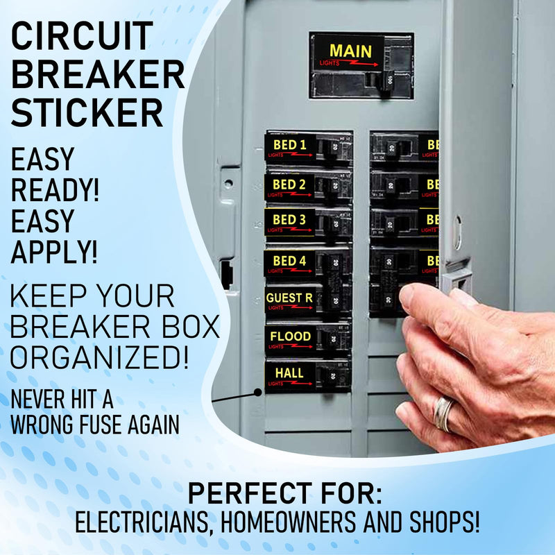 9 Sheets (1161pcs) Electric Panel Labels, Waterproof Easy to Read Breaker Box Labels, Durable Breaker Panel Label, for Home Office, Electrician Catalog Load Center, Black