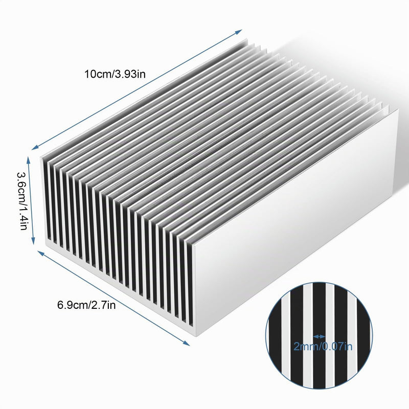 Heatsink Aluminum Heatsink PC Cooling Fins Radiator Set Heatsink for LED Amplifier Transistor IC Module, 100 x 69 x 36 mm