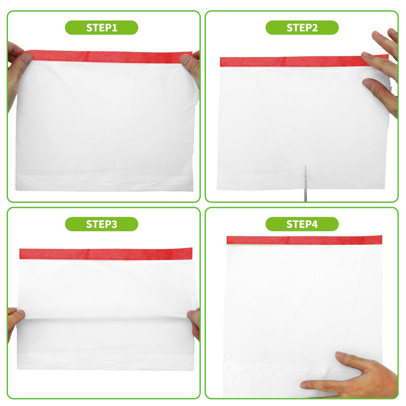 Pre-Taped Masking Film Plastic Cover PE Film Masking Paper 1 Pc 2500x55cm / 82.02ftx21.65" White Red