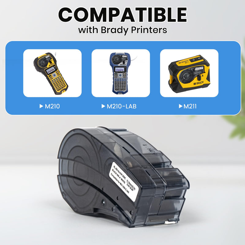 Heat Shrink Tubing Label Tape Compatible for M21-250-C-342 Work with M210, M210-LAB, M211, BMP21-LAB Printers Black on White 0.44" Width 6.8' Length 0.44" x 6.8' 342