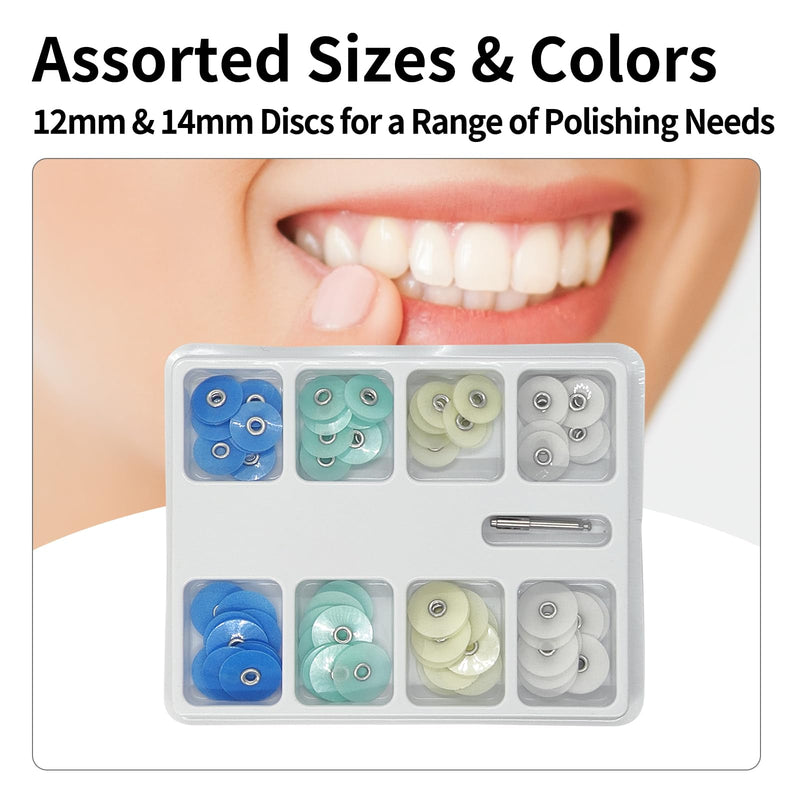 [Australia - AusPower] - 80Pcs Composite Finishing Kit 12mm 14mm Dental Polishing Disc for Teeth Sanding Strips Material Denture Polish and Contouring Burs Dental Materials Accessories with Mandrel Professional Kit 