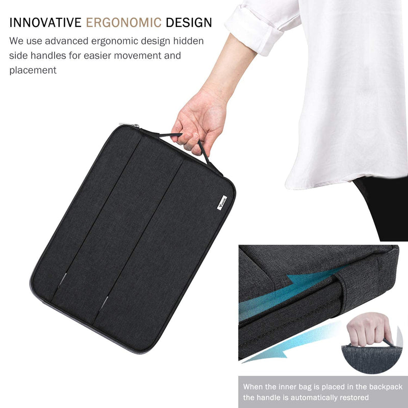 [Australia - AusPower] - Voova 13 13.6 Inch Laptop Sleeve Case Compatible with MacBook Air/MacBook Pro 13 M2/M1,13.5 Surface Laptop 5/4, Surface Pro X / 9/8, iPad Pro 12.9, Waterproof Computer Bag Cover with Handle, Black 12.6-13.6 Inch 