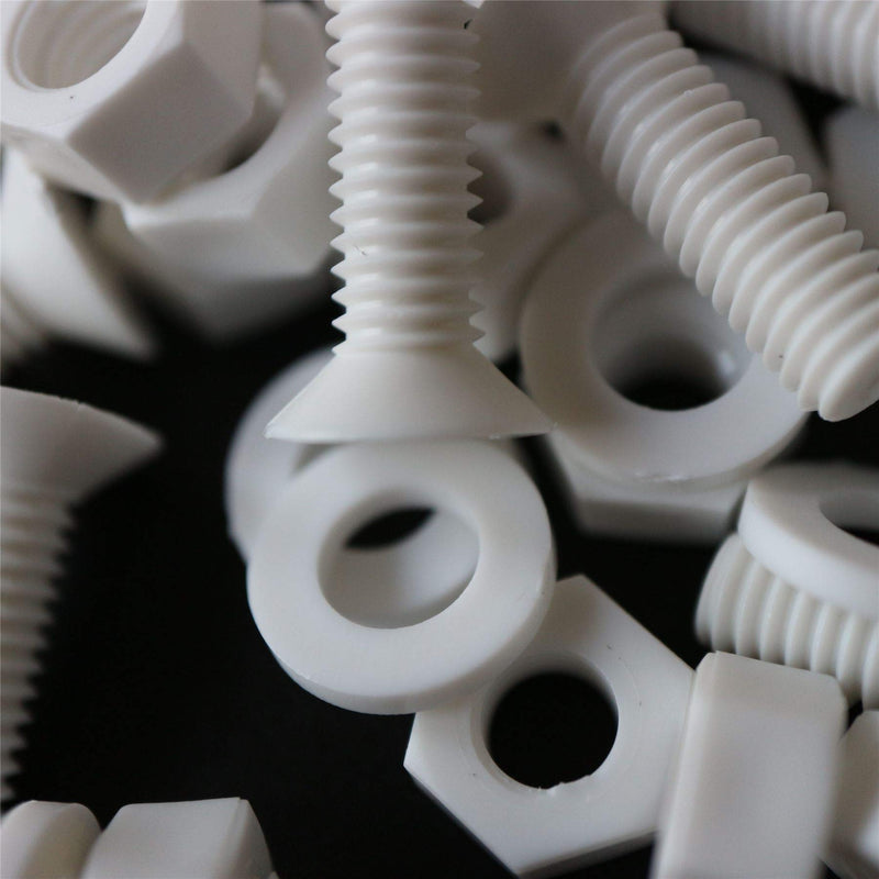 [Australia - AusPower] - 20 x White Countersunk Screws Polypropylene (PP) Plastic Nuts and Bolts, Washers, M6 x 20mm, Anti-Corrosion, Chemical Resistant, (15/64 x 25/32 in) 