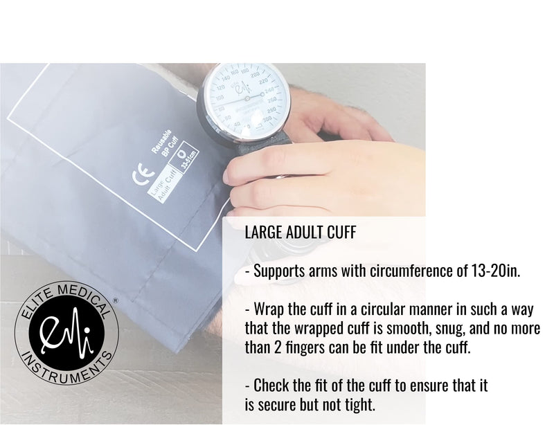 [Australia - AusPower] - EMI Aneroid Sphygmomanometer Manual Blood Pressure Large Adult Cuff (Large Adult - Black) Large Adult - Black 