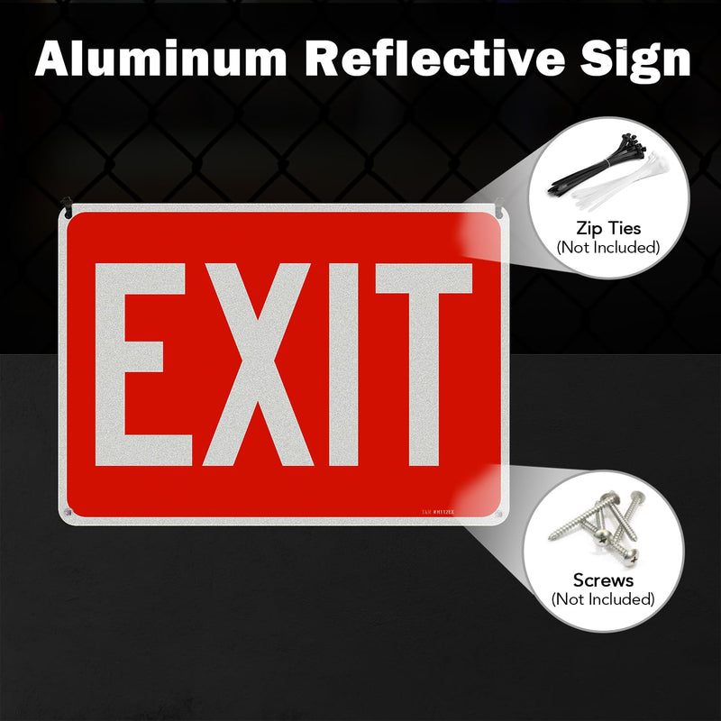 T&R Large Exit Sign - 4 Pack - 14 x 10 Inches Rust Free .040 Aluminum Reflective - UV Protected, Waterproof and Fade Resistant - 4 Pre-drilled Holes Red -14" x 10" - 4 Pack