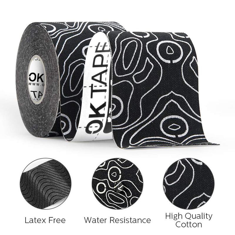 [Australia - AusPower] - OK TAPE PRO Kinesiology Tape, 2inch x Long Roll 16ft Free Cut Tape, Elastic Athletic Tape Therapeutic Latex Free, Pink+White 1 Count (Pack of 1) 