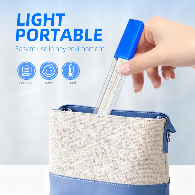 [Australia - AusPower] - 4PCS Glass Thermometer for Adults, Oral Underarm Use - Accurate Fever Thermometer with Dual Scale (Celsius & Fahrenheit), Easy to Read Large Display 