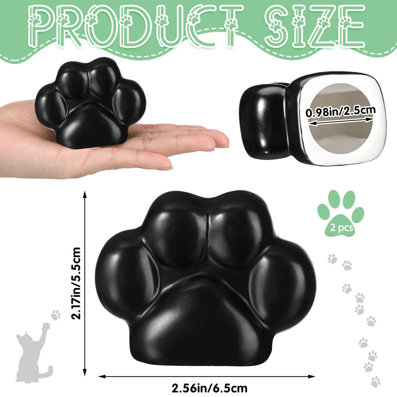 Honeydak 2 Pack Toilet Bolt Caps Decorative Paw Print Toilet Bolt Screw Covers Cute Ceramic Bathroom Decor Fun Themed Gadgets Bathroom Replacement Parts black
