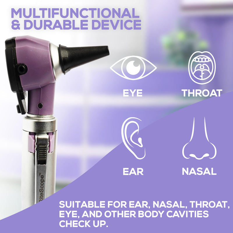 [Australia - AusPower] - Otoscope with Light - Premium Otoscope Set with Fiber Optic Illumination - Ear Infection Detector - Ear Scope for Examination at Home-Purple Purple 