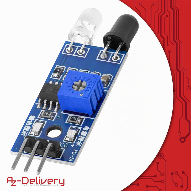 AZDelivery 5 x IR Infrared Module for Obstacle Detection Distance Sensor Compatible with Arduino and Raspberry Pi Includes eBook!