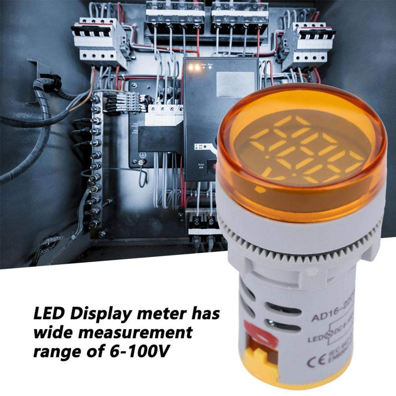 [Australia - AusPower] - Digital Mini LED Display Voltmeter, DC 6-100V LED Voltmeter Signal Light Digital Display DC Voltage Meter Indicator Round Lamp Tester (Yellow) 