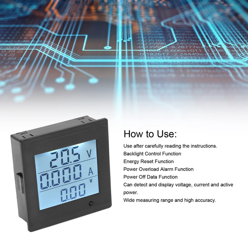 [Australia - AusPower] - Multimeter Ammeter Voltmeter DC 6‑200V Volt Monitor with Alarm Function Digital Voltmeter LCD Display Digital Current Voltage Power Energy Meter Battery Monitor 