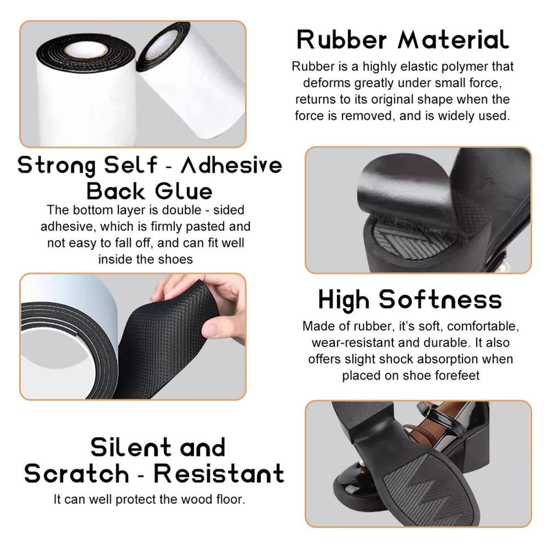 2 Roll Anti Slip Traction Tape, Grip Tape for Shoes, 10 * 100cm+5 * 100cm, Friction Abrasive Adhesive for Stairs/Furniture/Indoor/Outdoor, Sole Repair Guard Tape for All Shoes Heels Noise Reduction