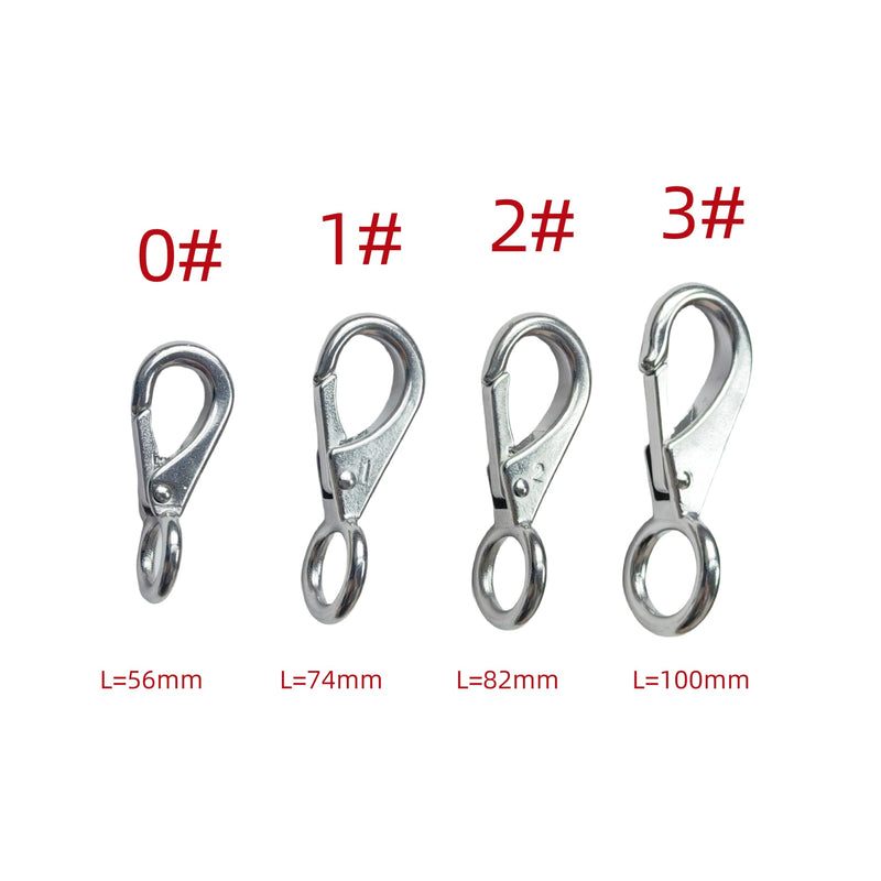 [Australia - AusPower] - Round Eye Quick Snap, Stainless Steel 316 Spring Loaded Fixed Eye Hook Marine Spreader Fitting (4, 0# L=56mm) 4 