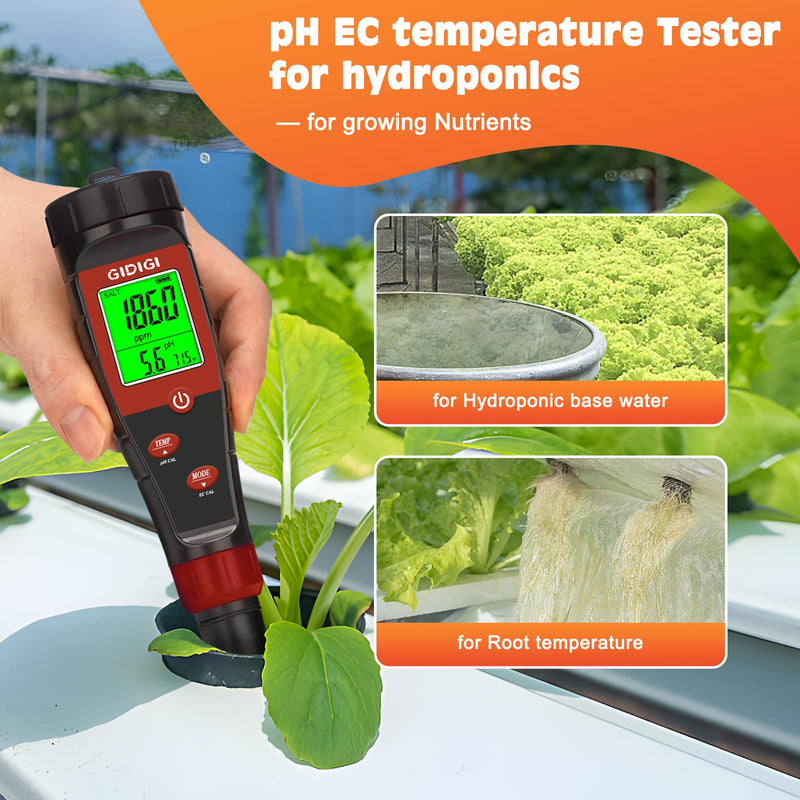 [Australia - AusPower] - Digital pH Tester for Water, pH Meter for Hydroponic Water, TDS Tester EC PPM Test for Plant Nutrients, 4-in-1 Meter for Conductivity, pH Pen for Drinking Water, DWC, Indoor Plants 