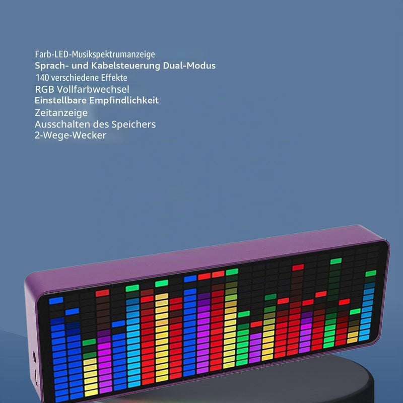 LED Music Voice Spectrum Display, Audio Spectrum Analyzer, Colorful RGB Light Rhythm Analyzer Clock Display, Sound Control Meter for Musicians, 20 Dynamic and 7