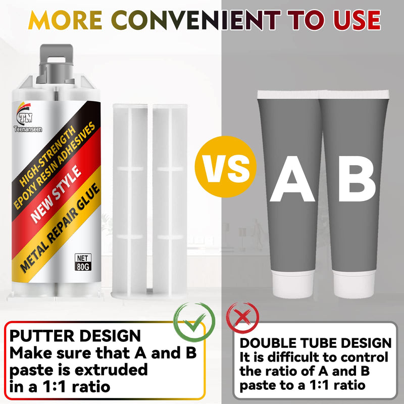 [Australia - AusPower] - Metal Repair Glue, 2 Pack Professional Grade Metal to Metal Glue Heavy Duty for Metal, Plastics and Ceramics, High-Temperature Heat Resistant Epoxy Glue for Welding Steel, Aluminum, and DIY Craft 