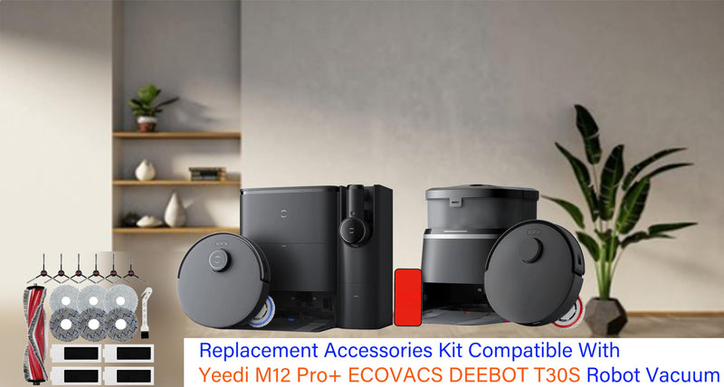 M12 Accessories Kit Compatible With Yeedi M12 Pro+ ECOVACS DEEBOT T30S Robot Vacuum Replacement Parts, 18 Pack