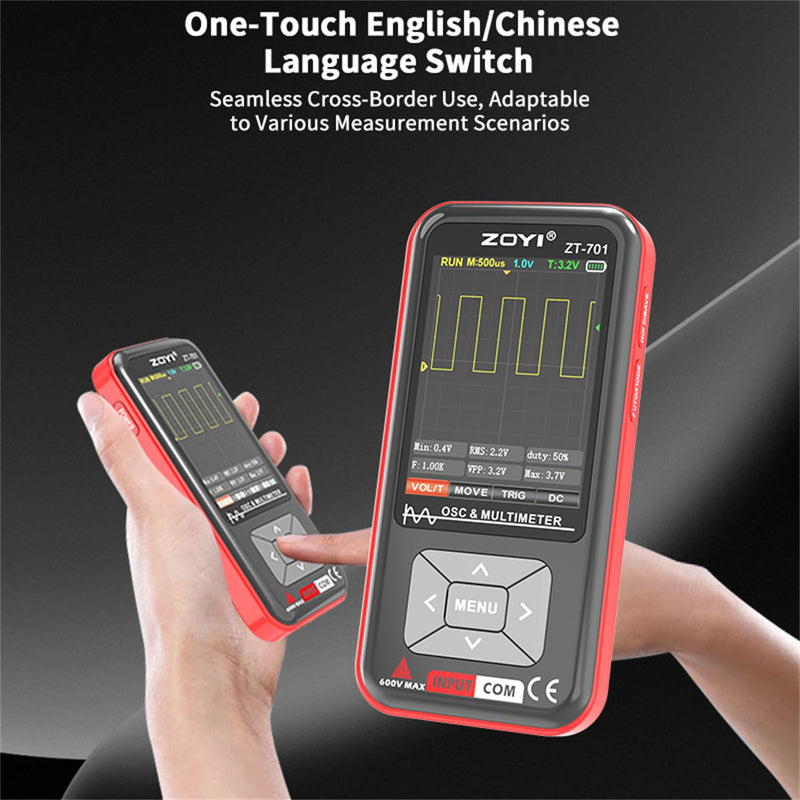 [Australia - AusPower] - 2 in 1 Handheld Oscilloscope with Multimeter 5MHz Bandwidth with Auto Waveform Measurement 3.2" IPS Color Display USB-C Rechargeable for Electronics Repair and Engineering 