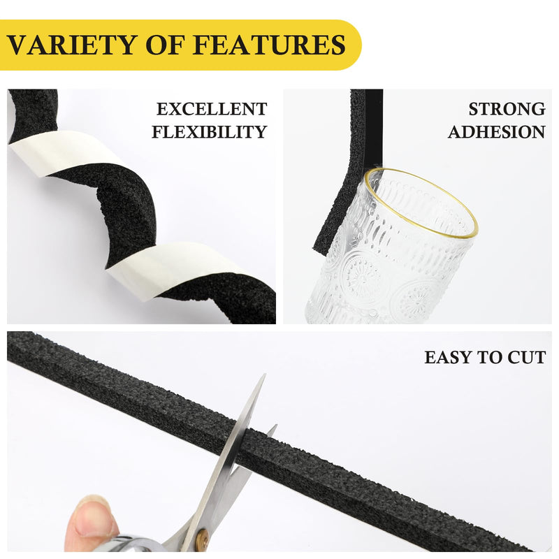 fowong Air Conditioner Window Seal 1 Inch X 1 Inch, Thick AC Weather Stripping High Resilience Foam Sealing Tape Adhesive AC Window Seal Kit 6.5ft Long (6.5ft x 4 Rolls, Black) 1in * 1in * 4rolls