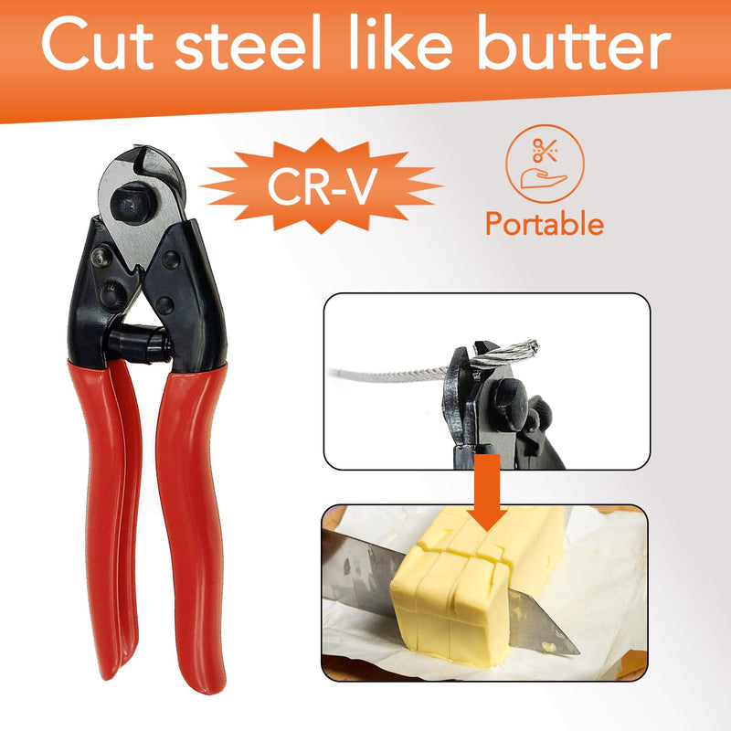 [Australia - AusPower] - Cable Cutter Wire Cutter Heavy Duty up to 5/32" Stainless Steel Aircraft Wire rope for Decking Railing Fencing Bike Bicycle Brake Cutter DIY projects 