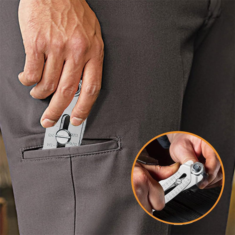 [Australia - AusPower] - 2PCS Portable Precise Thread Checker Keychain,Nut and Bolt Size Finder Keychain Thread Size Verification Tool with Two Vernier Calipers -Silver 
