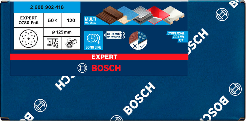 [Australia - AusPower] - Bosch 1 x Expert O780 Film Sanding Disc, 125 mm (for Hardwood, Paint on Wood, Diameter 125 mm, Grit 120, Professional Accessories Random Orbital Sander) Körnung 120 1 x | diameter 125 mm 
