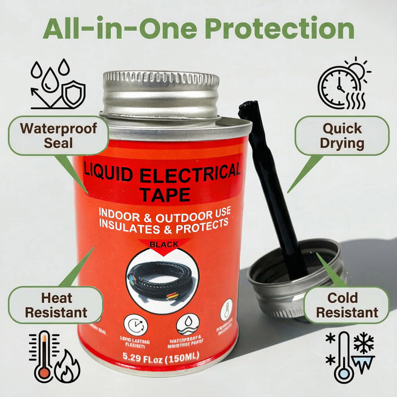 150ml Liquid Electrical Tape Insulating Repair Glue, Quick-Drying Waterproof High Temp Resistant Insulation Coating with Brush Cap for Wires Cables Outdoor Electrical Equipment Fixing Black
