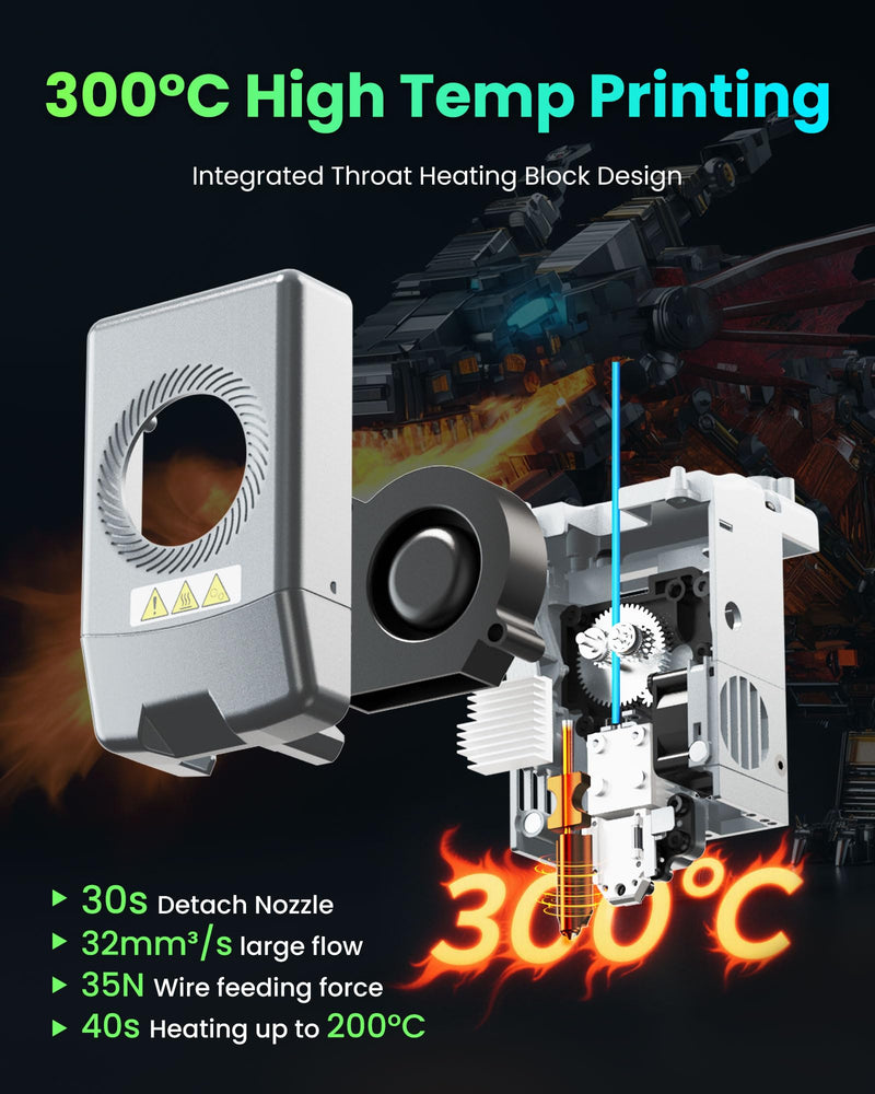 Original AD5X 3D Printer Nozzle 0.8mm High-Hardness Nozzle fit FLASHFORGE AD5X,30s Quick Release, 32mm/s High Flow, 300°C Max Temp, 40s Fast Heating, Durable 3D Printer Nozzle Assembly AD5X 0.8mm