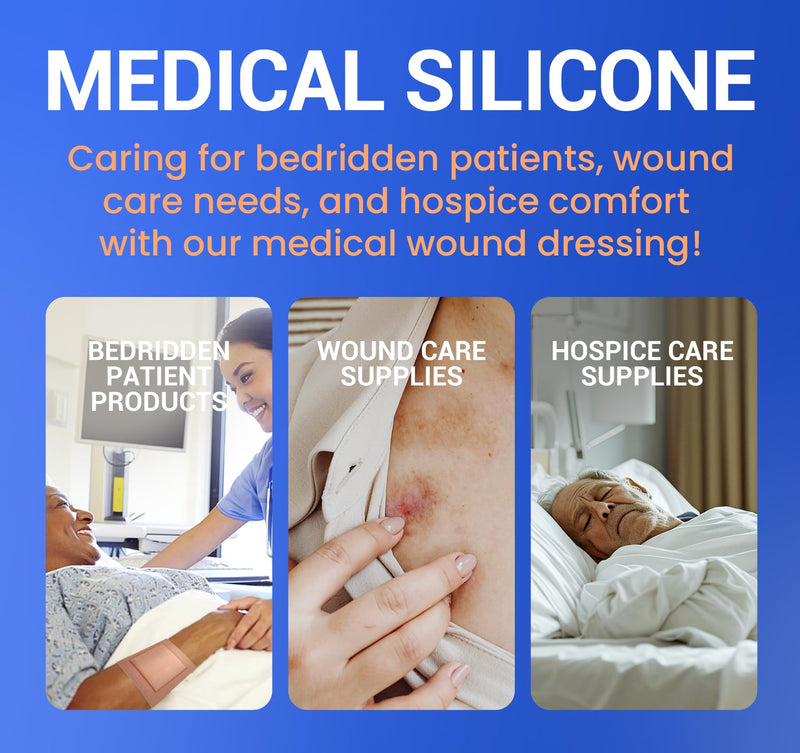 [Australia - AusPower] - Large Waterproof Bandages 2"X5" Silicone Foam Dressing for Sensitive Skin Wound Care, 10 Packs, Adhesive Cohesive Pad with Border for First Aid, Post Surgical and Trauma Care, Sore, Burn, Pressure 2"X5" (10 Packs) 