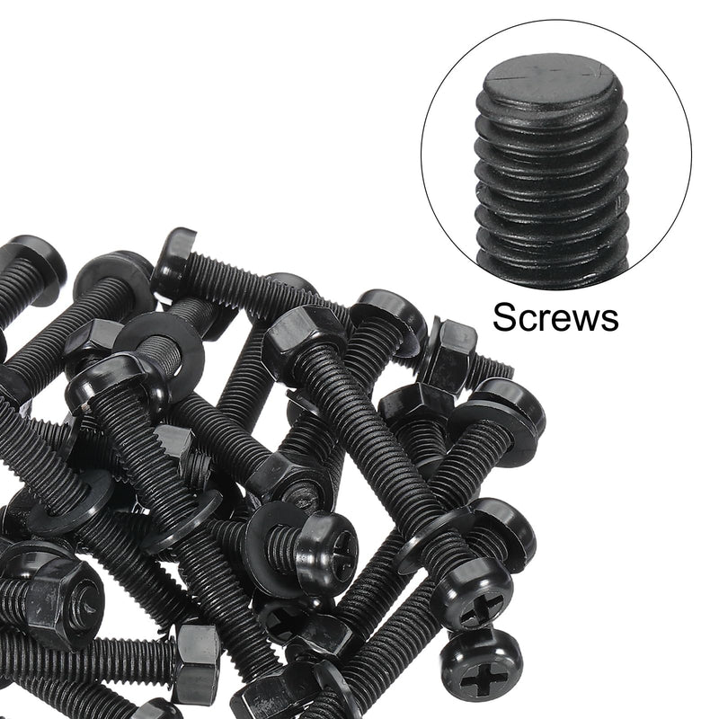 [Australia - AusPower] - PATIKIL M8x60mm Black Nylon Bolts Plastic Nuts Full Thread Head Screws, 24 Pcs M8*60mm 
