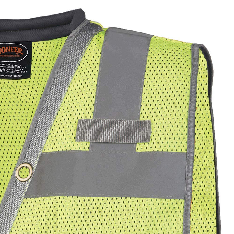 Pioneer Surveyor Safety Vest for Men – Hi Vis Reflective Neon, Cool Mesh, Padded Collar, 11 Pockets, Zipper, 2” Tape – Orange or Yellow/Green XX-Large Green