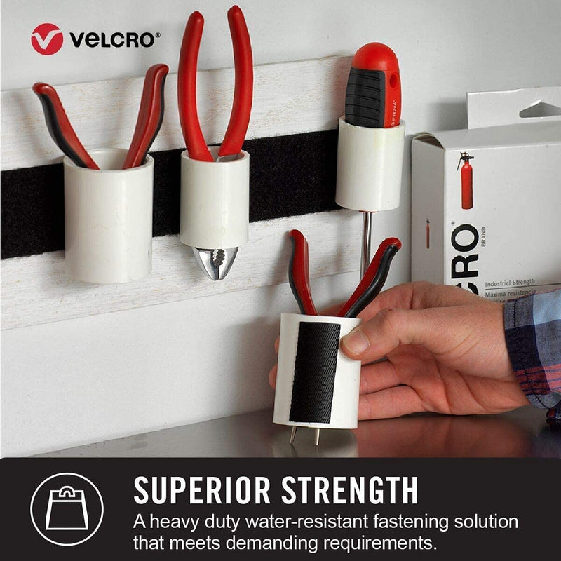 [Australia - AusPower] - VELCRO Brand Heavy Duty Strips with Adhesive | 15 Sets Industrial Strength Mounting Tape | 4x2 Inch Wide Fasteners | Holds 10 lbs | Indoor or Outdoor Use, Black (VEL40020-USA) 