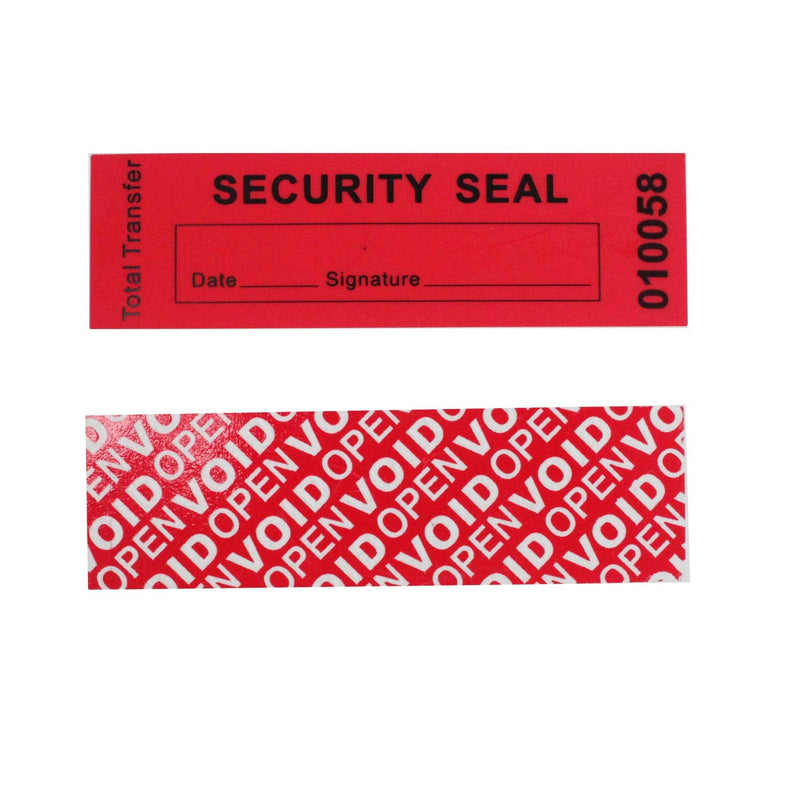 Bundled for 100pcs x 1" x 3.35" Red Security Void Labels & 100pcs x 25mm x 60mm Red Total Transfer Tamper Evident Labels