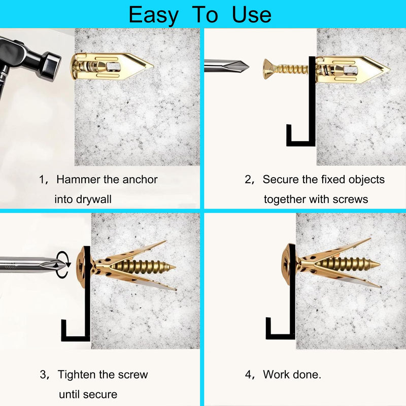 [Australia - AusPower] - 80 Pcs Metal Expansion Bolt for Drywall,Upgrade The Drywall Anchors,No Drill or Holes in Wall,Easy to Install and Widely Applied,40 Sheetrock Anchors & 40 Self Tapping Screws 