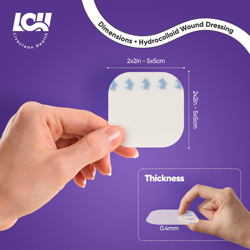 [Australia - AusPower] - (15 CT) 2" x 2" Sterile Hydrocolloid Wound Dressing - Individually Packed, Hydrocolloid Bandages Large, Adhesive Bandage, Bed Sore Bandages, Large Patches 