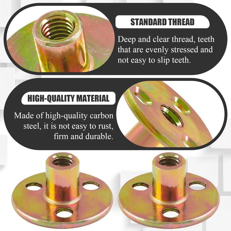 [Australia - AusPower] - 12pcs Round Base T-Nut, 1/4"-20 Carbon Steel Iron Plate Nut Screw-in T Nuts Flange Insert Female Thread Furniture Hardware Accessories 