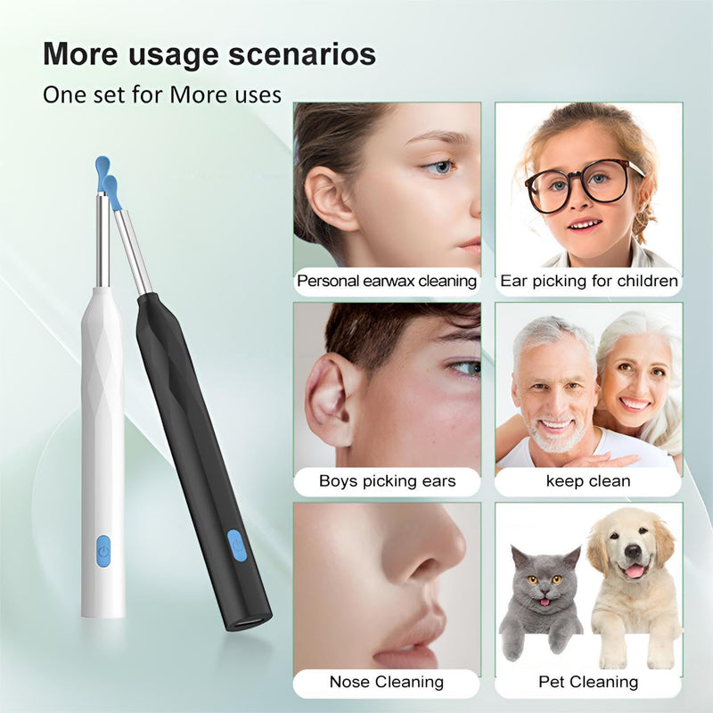 Ear Wax Remover Otoscope, WiFi 1080P HD Ear Cleaner, 360° Wide Angle Otoscope Camera for Otoscope IP67 Waterproof Otoscope Ear (White) White
